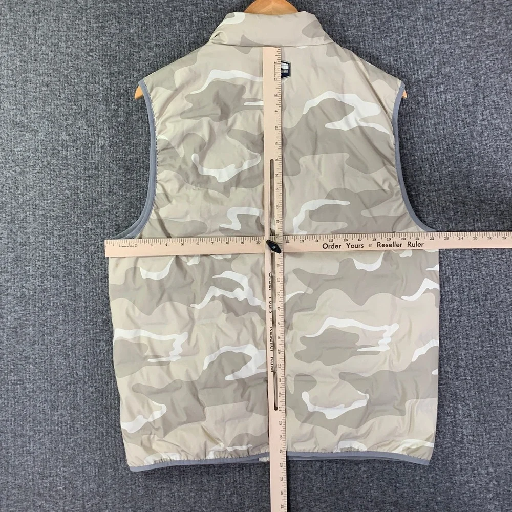 Straight Down Peak Vest Men Large Camo Goose Down Puffer Golf Performance Modern